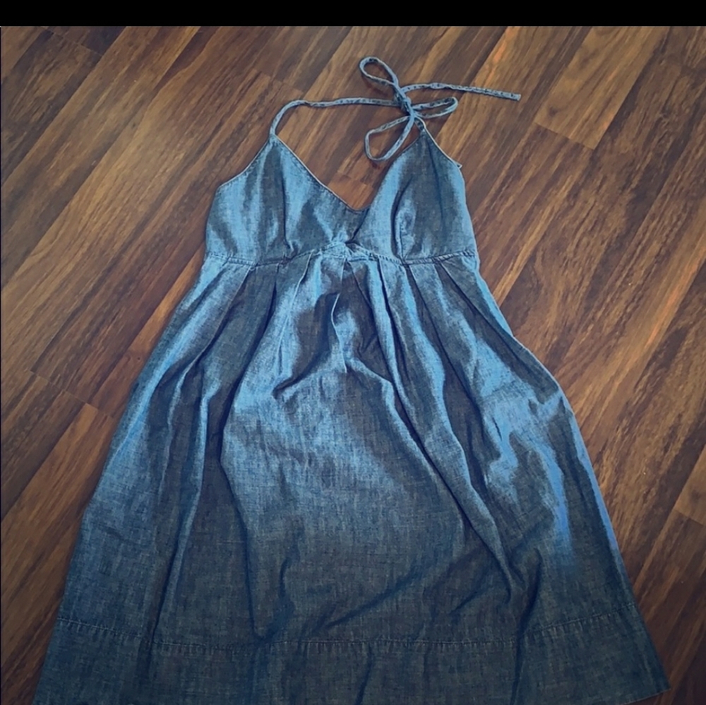 Denim halter babydoll dress